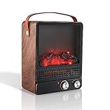 Electric Fireplace Heater for Indoor Use, 1500W High Heat Fireplace Heater 15' Mini Portable Heater, 3D Realistic Flame Safety Heater RealSmart with Adjustable Thermostat, 4 Flame Brightness