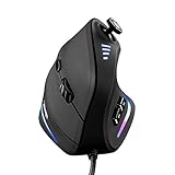 TRELC Gaming Mouse with 5 D Rocker, Ergonomic Mouse with 10000 DPI/11 Programmable Buttons, RGB Vertical Gaming Mice Wired for PC/Laptop/E-Sports/Gamer (Black)