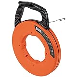 Klein Tools 56333 Electrical Fish Tape, Steel Wire Puller with Double Loop Tip, Optimized Housing and Handle, 1/8-Inch x 120-Foot