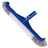 Pool Brush, 17.5' Pool Brushes for Cleaning Pool Walls, Premium Nylon Bristles Pool Brush Head with EZ Clip, Curved Ends High-Efficiency Pool Scrub Brush