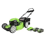 Greenworks 40V 21' Brushless (Smart Pace) Self-Propelled Lawn Mower, 2 x 4Ah USB (Power Bank) Batteries and Charger Included MO40L4413