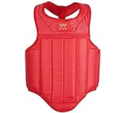 Wesing Martial Arts Muay Thai Boxing Chest Protector MMA Sanda Chest Guard (Red, XL)