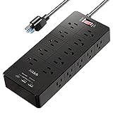 Power Strip 23 in 1, 20 Outlets Surge Protector Wall Mount with 2 USB Ports + 1 USB C Port 3.1A Total, Multi Plug Extension Cord 6ft Heavy Duty, Office Desk Accessories for Gaming, Studio