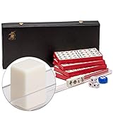 Yellow Mountain Imports Mini Chinese Mahjong Travel Game Set with Extra Small White Tiles, Little MJ