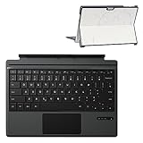 Qulose Keyboard Case for Microsoft Surface Pro 7 Plus/Pro 7 / Pro 6 / Pro 5 / Pro 4 / Pro 3, Wireless Bluetooth Ergonomic Keyboard with Rechargeable Battery and Trackpad - Black