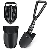 iunio Folding Shovel Camping Shovel w/Pick, Portable Shovel Carbon Steel Military Style Entrenching Tool for Backpacking,Off Road, Camping, Gardening, Hiking