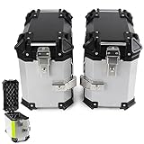 VUSNPL Side cases black Hard Saddlebags for Motorcycle Scooter Trunk,Motorcycle Rear Box 38L Universal Motorcycle case panniers Silver 1 pair (Color : Silver, Size : A)