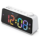 ANJANK Digital FM Radio Alarm Clock for Bedroom, Weekday/Weekend Dual Alarm, 6.5'' Large Colorful Display for Kids Teens, 0-100% Dimmable Brightness, Small Table Clock with USB Charging Port