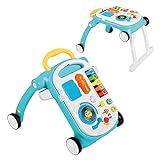 Baby Einstein Musical Mix ‘N Roll 4-in-1 Push Walker, Activity Center, Toddler Table and Floor -Toy for 6 Months+, Blue