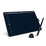 HUION HS611 Graphics Drawing Tablet Android Supported Pen Tablet Tilt Function Battery-Free Stylus 8192 Pen Pressure with 8 Multimedia Keys 10 Express Keys and Touch Strip(Starry Blue)