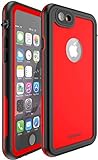 CellEver Waterproof Case for iPhone 6s Plus/iPhone 6 Plus, 5.5-Inch, Waterproof IP68 Certified Shockproof Sandproof Snowproof Dirtproof Full Body Sealed Protective Cover KZ-C (Red)