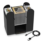 AOPER Automatic Card Shuffler - Electronic Casino Poker Card Shuffling Machine - Battery Operated Plastic Cards Mixer - 6 Decks Playing Cards for Home & Party - 2M USB Line