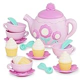 Play Circle by Battat – Pink La Dida Musical Tea Party Set – Teapot with Songs & Sounds, Cupcakes, Baby Spoons, and Cups – Pretend Play Toy Kitchen Accessories for Kids Ages 3 and Up (17 Pieces), Multicolor