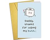 Nchigedy Cute First Fathers Day Card, Funny Fathers Day Card for New Dad, 1st Fathers Day Gift for Baby Daddy, Thanks for Wiping My Butt