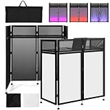 Kokorona DJ Facade Booth 21'x43'x45', Adjustable DJ Event Facade with Black & White Scrims, Folding DJ Booth Metal Frame, DJ Facade Table Station Flat Table Top with Cable Hole, Includes Carrying Bag
