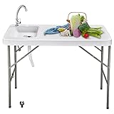 Yescom Portable Fish Table Folding Cleaning Cutting Sink Faucet Fillet Camp Outdoor