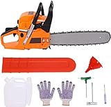 62cc Gas Chainsaws 20 Inch Powered for Cutting Wood Outdoor Garden Farm Home Use Withstand Tree Limbing Pruning Cutting Wood Trimming Tasks with Tool Kit 2 Stroke Bar Handed Gasoline Chain Saw