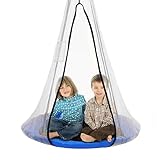 Hotjump 40in Tree Swing Saucer for Kids Outdoor, 600Lb Weight Capacity Disc Round Swing for Kids, Circle Giant Flying Saucer Swing for Swingset Outside (Blue)