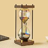 60 Minute Hourglass Timer,Rainbow Glass Hour Glass,Hourglass with Sand Timer for Gift,Hourglass Decor for Home, Desk,Office, Wedding Decor (Vintage Black)
