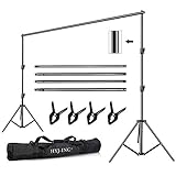 HYJ-INC 12ft x 10ft Photo Video Studio Heavy Duty Adjustable Photography Muslin Backdrop Stand Background Support System Kit with Carry Bag 4 Spring Clamps