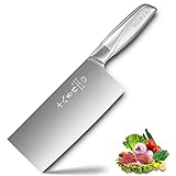 SHI BA ZI ZUO 7 Inch Meat Knife Super Sharp Classic Full Stainless Steel Cooking Knife Kitchen Gadget for Home Restaurant Daily Basis