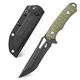 Eafengrow EF132 Fixed Blade Knife, DC53 Steel Blade,G10 Handle Full Tang EDC Fixed Knifes Straight Knife for Working Camping Hunting with Kydex Sheath(Army Green)