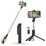 Selfie Stick, Extendable Selfie Stick Tripod with Wireless Remote and Tripod Stand, Portable, Lightweight, Compatible with iPhone 14 13 12 Pro Xs Max Xr X 8Plus 7, Samsung Smartphone and More