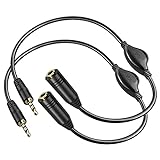 PChero 2 Packs 3.5mm Headphone Extension Cables with Mic, Male to Female Stereo Audio Jack Extender Aux Extension Adapter Cords with Volume Control