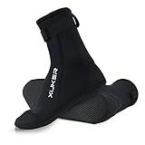 XUKER Neoprene Socks 3mm Beach Volleyball Sand Soccer Socks Water Booties for Diving Swimming Surfing Snorkeling Fishing Wading Kayaking Hiking Rafting, High Cut (Black 01-High Cut, Medium)