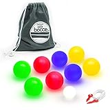 GoSports 100mm LED Bocce Ball Game Set - Includes 8 Light Up Bocce Balls, Pallino, Case and Measuring Rope