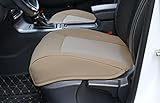 EDEALYN Faux Leather +Linen Car Accessories Interior Car seat Cover for Most Four-Door Sedan, Front seat Bottom Protection Cover 1pcs (Width 20.5''× Deep20.8'') (Beige-B)