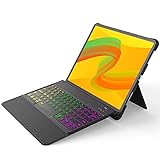 Inateck iPad Keyboard Case for iPad Pro 12.9 Inch 2020(4th Gen) - iPad Pro 2018 12.9 (3rd Gen) with Hundreds of Backlits - RGB Tablet Keyboard - Stable Flexible Kickstand - KB02006 Black