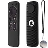 Silicone Remote Case for Apple TV 4K 2nd Gen 2021 Siri Remote Anti-Slip Durable Silicone Cover Magnetic Protective Sleeve Shockproof Remote Case(Black)