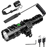 2 in 1 L2 LED Flashlight with Picatinny Rail Mount - 5 Modes 3000 Lumens Bright Flashlight USB Rechargeable Waterproof Scout Light Torch Light