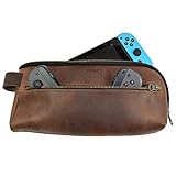 Hide & Drink, Leather Switch Compatible Carrying Case, Urban Travel Pouch, Soft Storage Bag, Scratch & Bump Protection, Minimalist Essentials Handmade (Bourbon Brown)