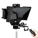 Vitopal TC3 Mini Portable Adjustable Teleprompter for Smartphone Tablet DSLR Camera Teleprompter Kit with Remote Control & Lens Adapter Rings