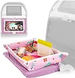 Lusso Gear Kids Tray Table Cover with Pockets - Airplane Travel Essentials for Babies, Toddlers, Adults - Travel Tray for Kids on Plane or Train - Airplane Must Haves and Flying Essentials - Mermaids