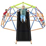 NAQIER 2023 New Version 10FT Climbing Dome with Slide Dome Climber for Kid 3-10 Jungle Gym Monkey Bar Backyard Geometric Support 800LBS Outdoor Play Equipment Toddler Outside Toy