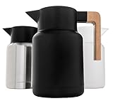 Hastings Collective Thermal Coffee Carafe 50 Oz - Large Stainless Steel Insulated Carafe - 1.5 Liter Double Walled Vacuum Thermos Coffee and Beverage Dispenser with Tea Infuser and Strainer (Black)