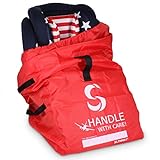 SLYNNAR Car Seat Travel Bag for Airplane - Fits Convertible Car Seats, Infant carriers & Booster Seats, Red Upgrade (Red Upgrade)