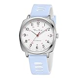 Diaofendi Waterproof Nurse Watch for Medical Professionals,Women Men, 24 Hour with Second Hand, Military Time Easy to Read Dial (Silver-Purple White)