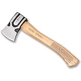Real Steel Wood Splitting Axe 14 Inch 1-1/2 Pound Hand Camp Hatchet Tool Forged & Heat Treated AX with Hickory Non-Slip Grip Handle
