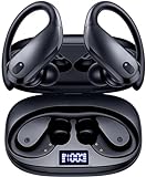 Bluetooth Headphones Wireless Earbuds Over Ear Buds 90H Playback IPX7 Waterproof Sports Earphones Deep Bass with Wireless Charging Case & Dual LED Power Display Earhooks Headset for Workout/Running