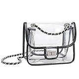 MINICAT Clear Small Crossbody Bags Stadium Approved Cell Phone Jelly Purse Shoulder Bag For Women(Transparent-Black)