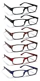 Boost Eyewear 6 Pack Reading Glasses, Traditional Frames in Black, Tortoise Shell, Blue and Red, for Men and Women, with Comfort Spring Loaded Hinges, Assorted Colors, 6 Pairs (+2.50)