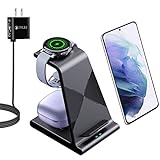 3 in 1 Wireless Charging Station Docking for Samsung Multiple Devices Compatible with Samsung Galaxy Z Flip 3 Z Fold 3 S21 FE S20 S10+ S10e S9 Note 20, Galaxy Watch 4 Active 2 Gear S3, Galaxy Buds Pro
