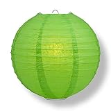 Quasimoon PaperLanternStore Decorative Paper Lantern - (Single, 10-Inch, Grass Green, Even Ribbing) Round Paper Lantern - Ideal Wedding and Party Decor or Home Accent, Lighting Optional