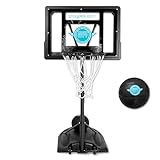 Play Platoon Swimming Pool Basketball Hoop Poolside Games for Adults & Family - Backboard Adjustable Height 3-4 Feet, Includes PU Leather Basket Ball & Air Pump - Great for Above or Inground Pool Deck