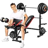 OPPSDECOR 660lbs 7 in 1 Olympic Weight Bench Set withSquat RackLeg Developer Preacher Curl,Adjustable Bench Press Set Incline Workout Bench for Full Body Exercise Home Gym,MTY-1306 Foldble Bench Press