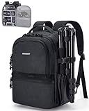BAGSMART Camera Backpack, DSLR SLR Small Camera Bags for Photographers Compatible for Sony Canon Nikon, Shoulder Strap 2-in-1 Anti-theft Travel Backpack Fits 12.9' iPad, Black